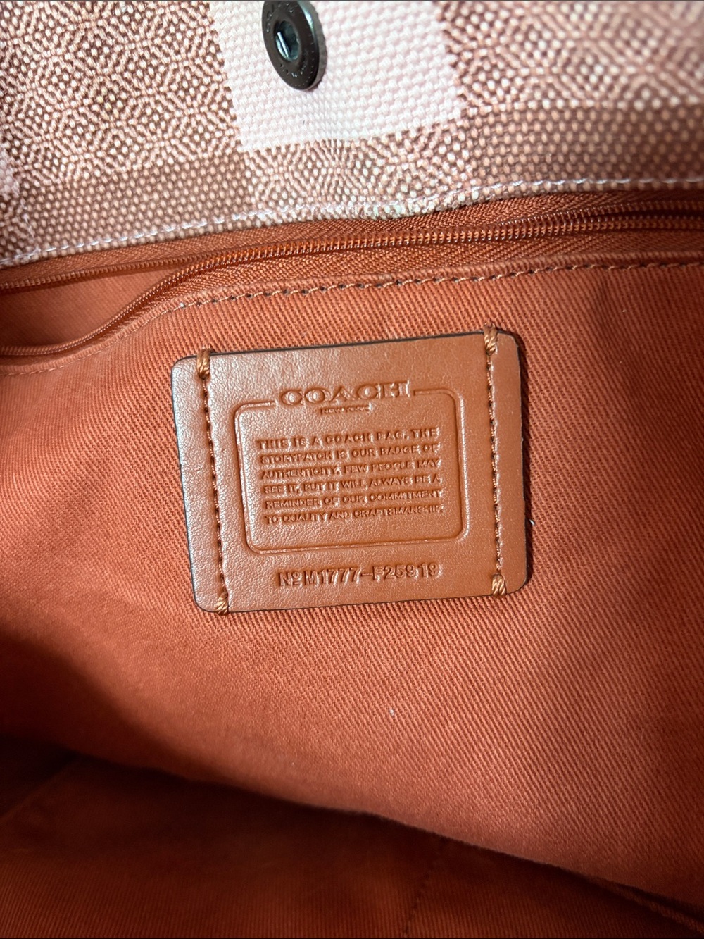 Coach Red and Pink Checkered Tote - Picture 6 of 13